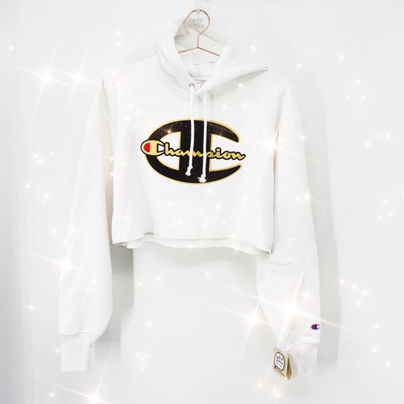 Champion Tops - NWT Champion Studded C Logo Crop Hoodie M White